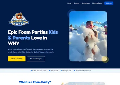 Foam Party Zone website screenshot