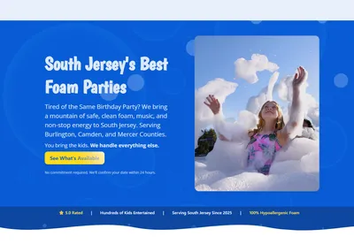 Party Foam website screenshot
