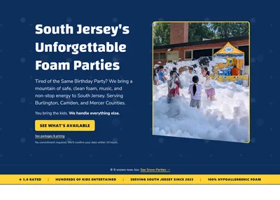 Party Foam website screenshot