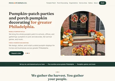 Penn Pumpkin Co. website on desktop